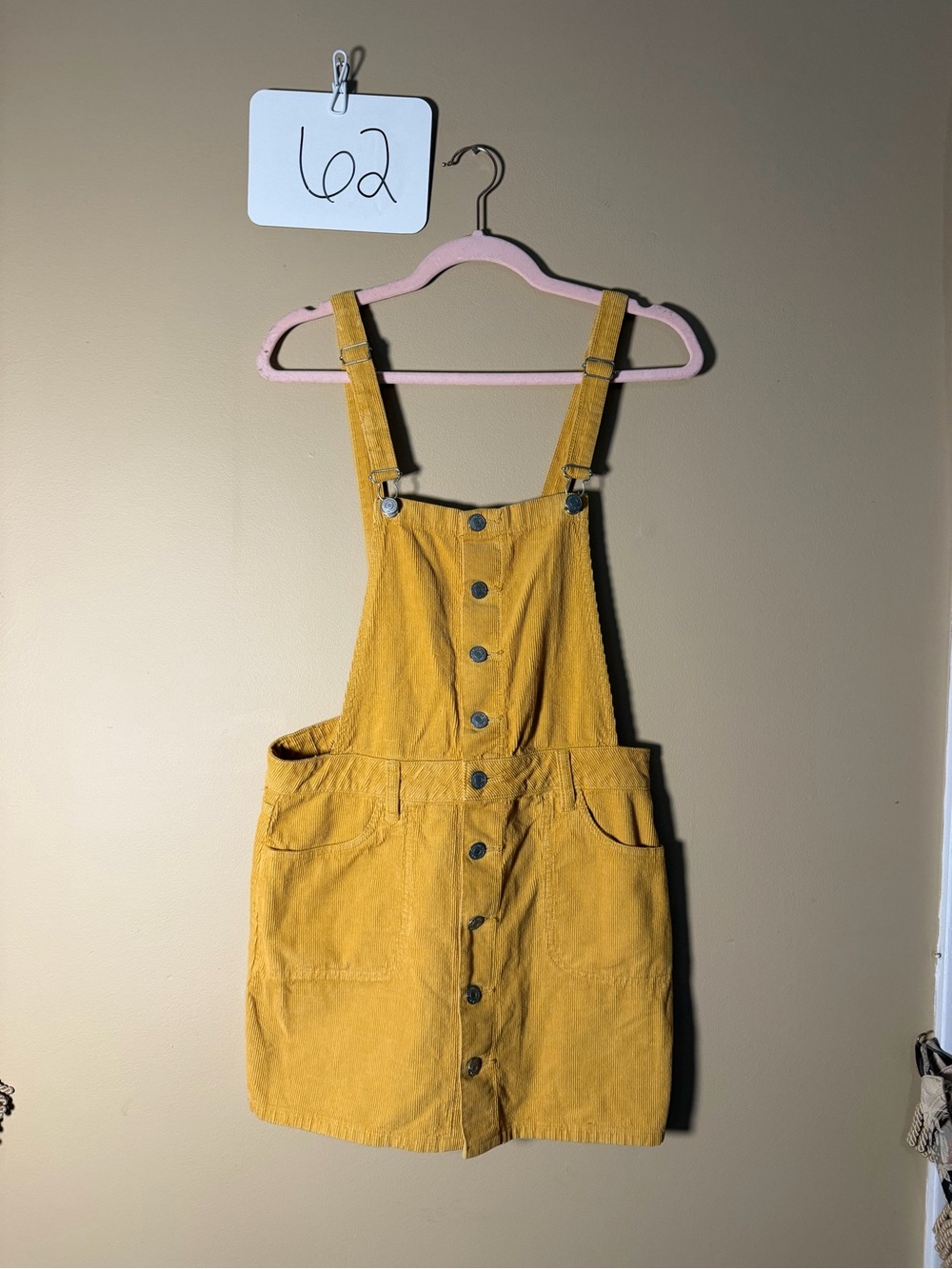 PacSun Mustard Yellow Button-Front Pinafore Skirt Dress
